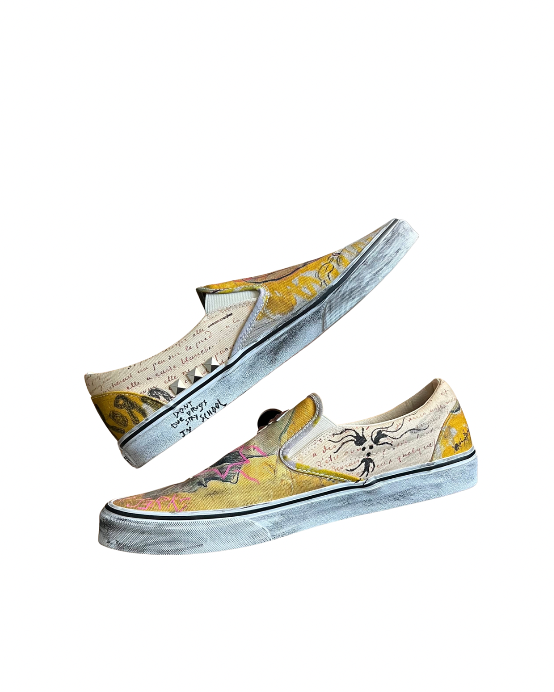 Vans slip on hand drawn skull
