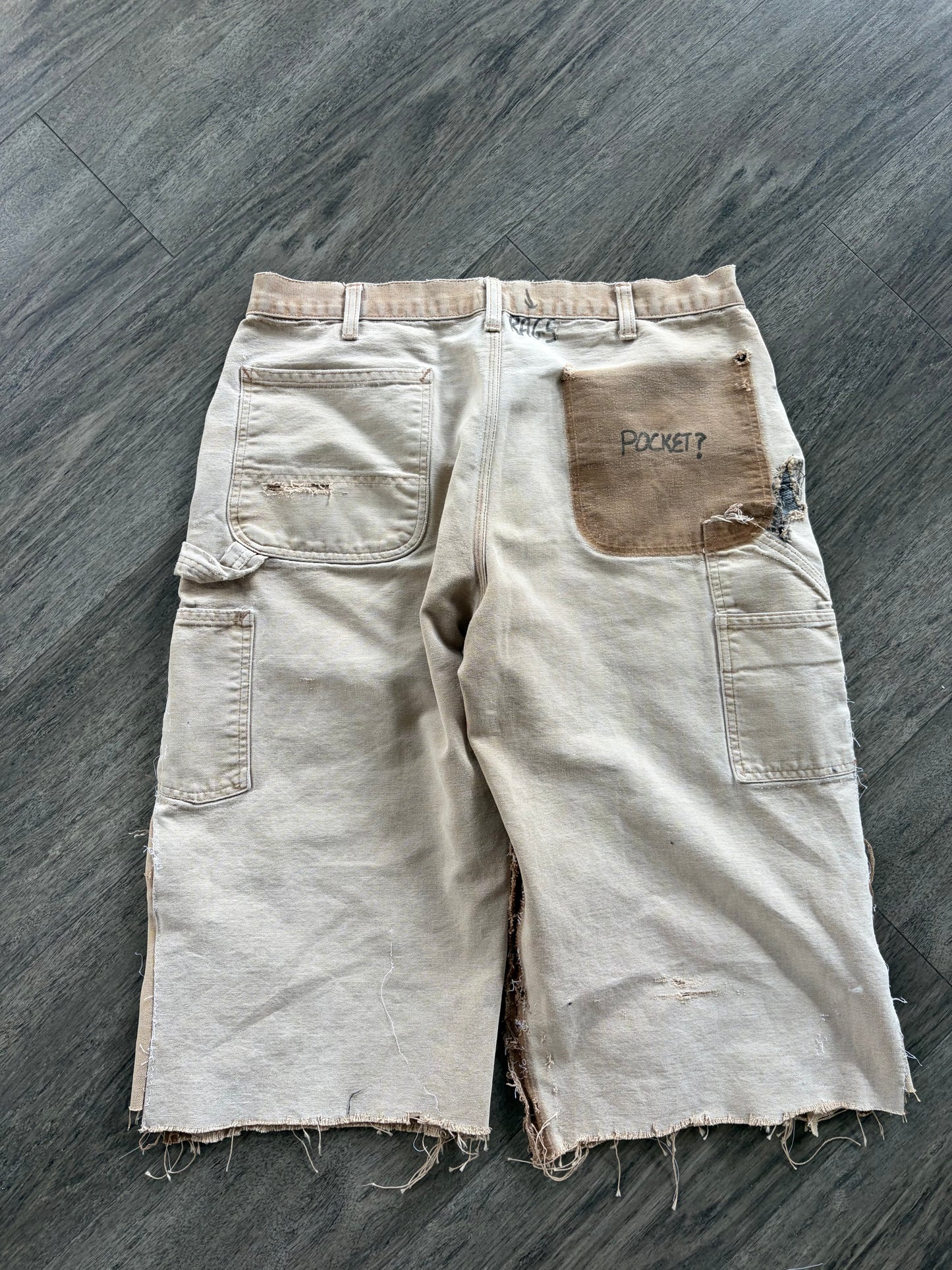 Vintage Tan Light wash relaxed carpenter capri repaired