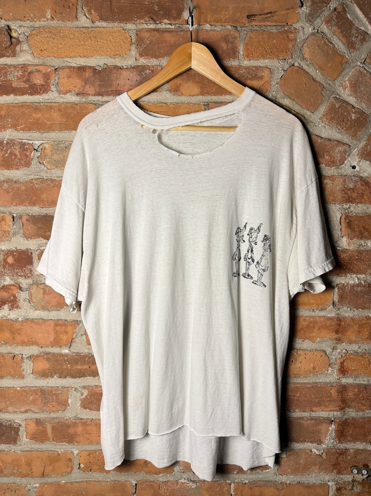 Vintage White distressed logo tee