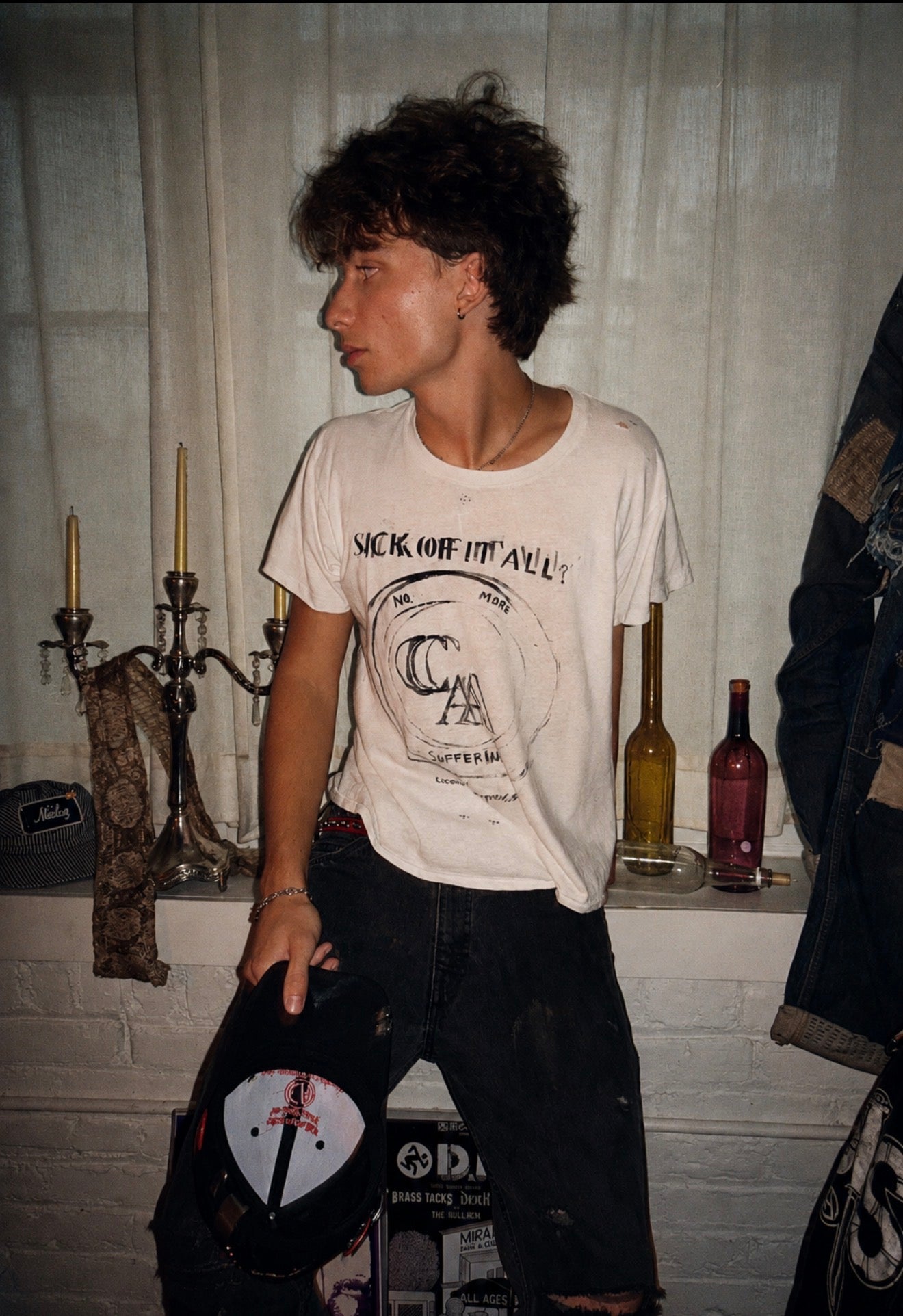 Vintage hand drawn sick of it all logo tee white