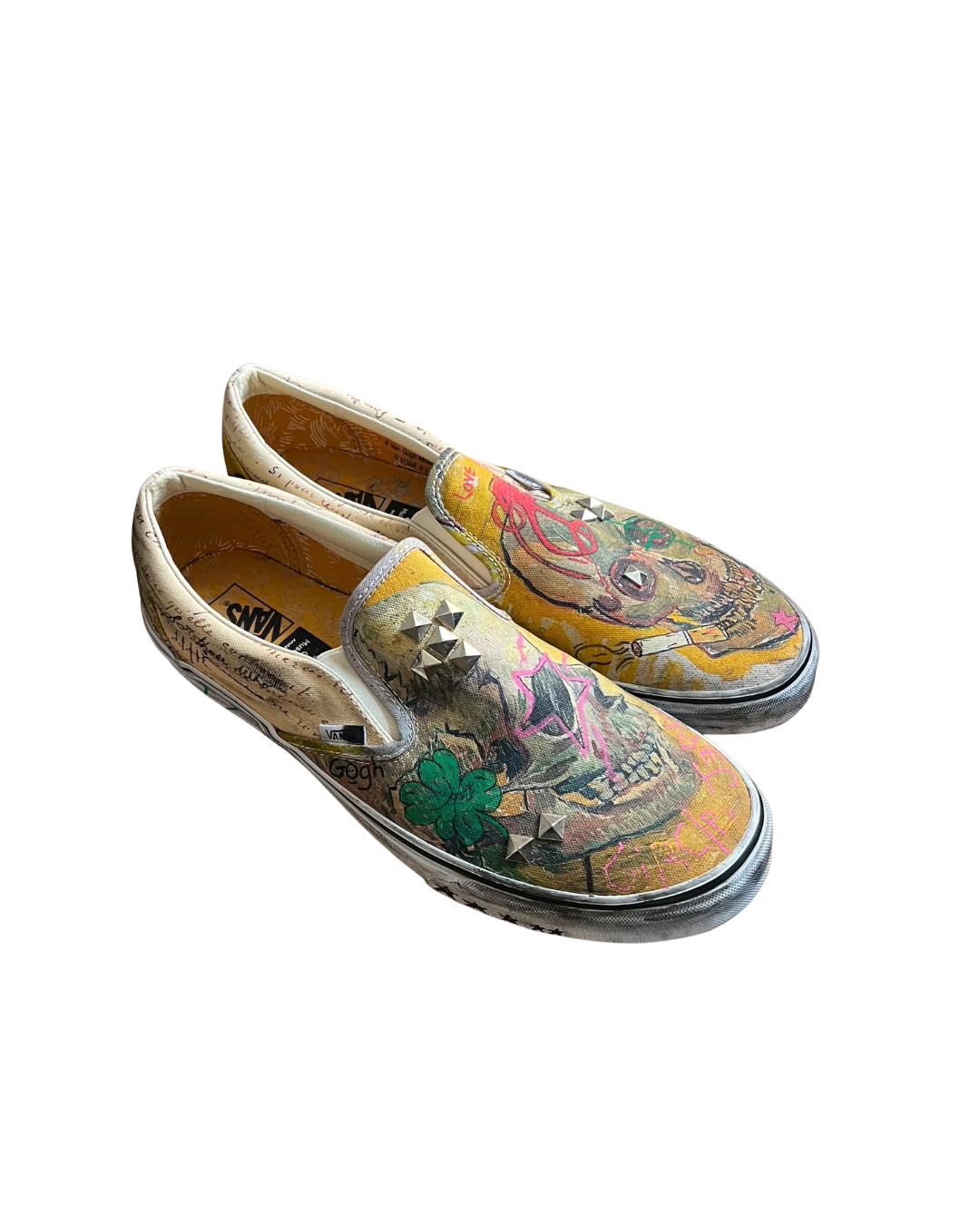 Vans slip on hand drawn skull