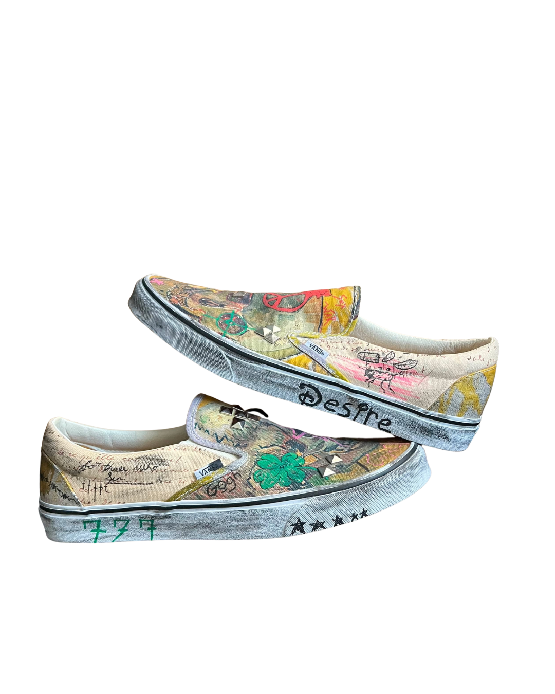 Vans slip on hand drawn skull