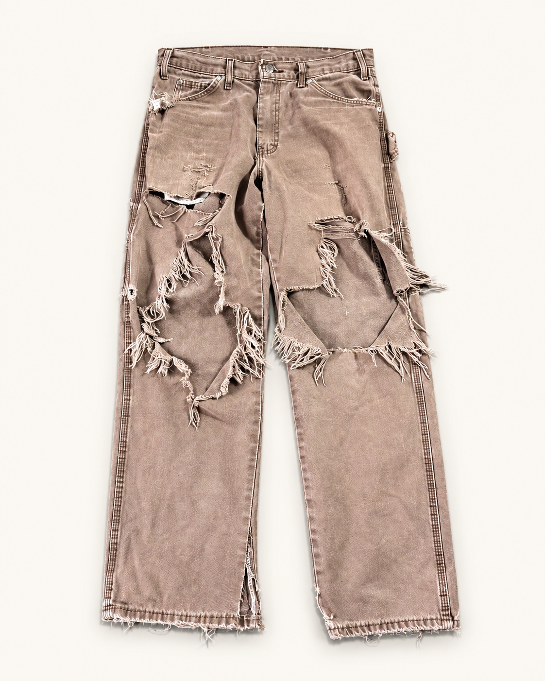 Vintage distressed carpenter pant faded brown