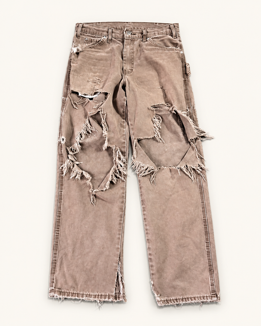 Vintage distressed carpenter pant faded brown
