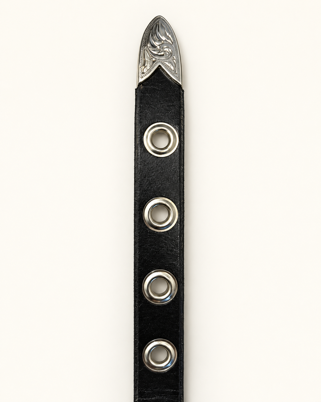 STEEL STUDDED LEATHER BELT — BLACK