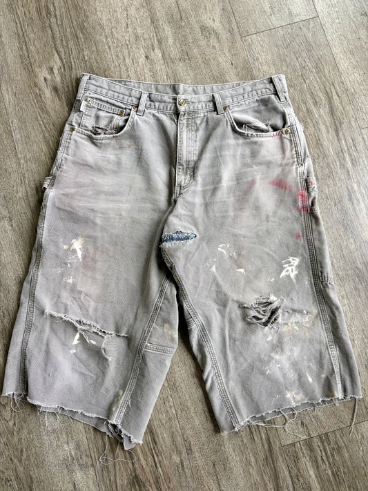 Vintage Grey washed carpenter capri