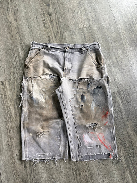 Vintage Grey Painter relaxed Double knee capri