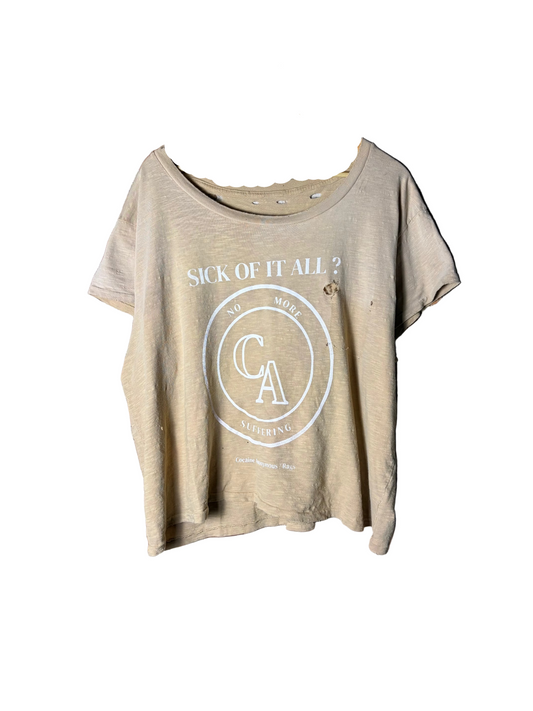 Vintage tan wide neck sick of it all ca tee