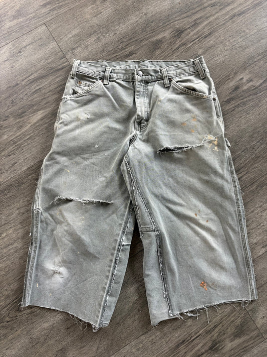 Vintage Green faded relaxed Carpenter capri