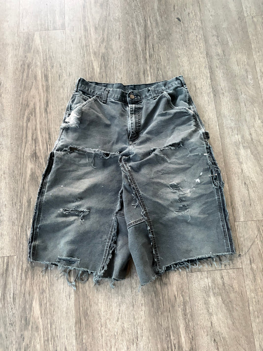 Vintage black washed relaxed carpenter capri