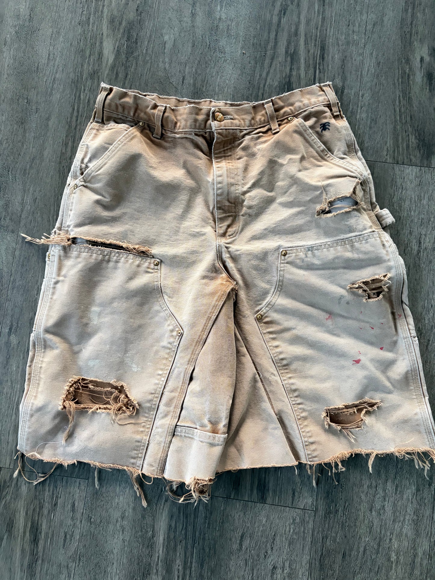 Vintage Carhartt tan washed relaxed double knee shorts