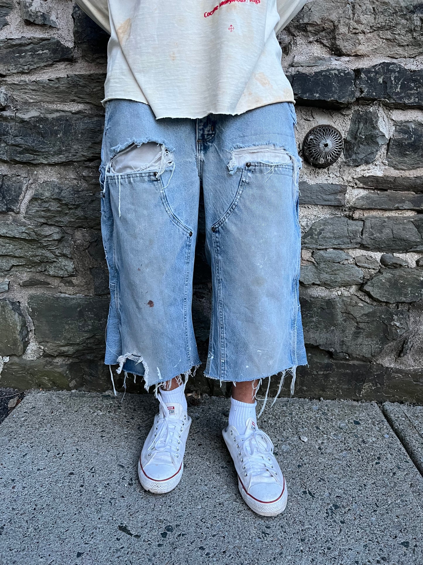 Vintage Double Knee capri - Light wash
