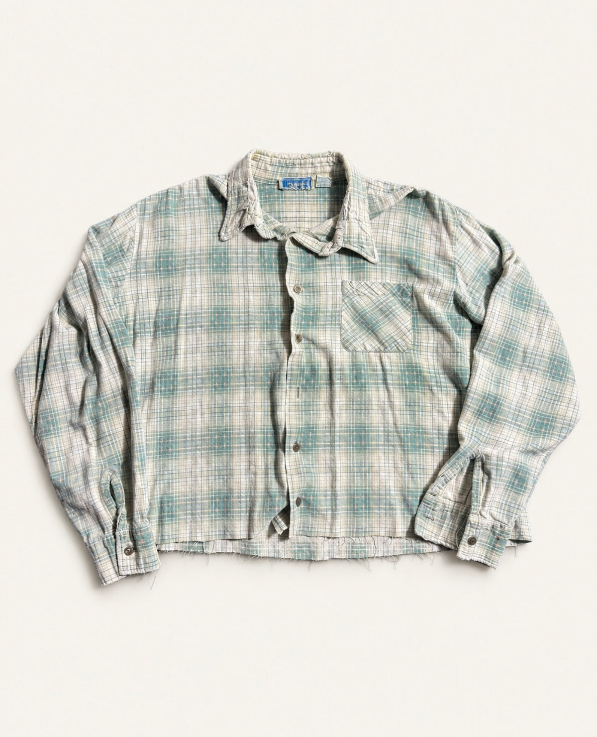 Vintage Cropped Flannel - Faded Green