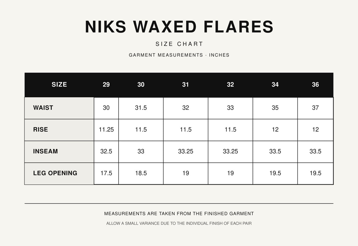 Niks Waxed Flares
