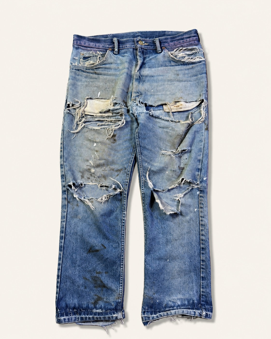 Vintage 1970s Lee straight cut destroyed denim