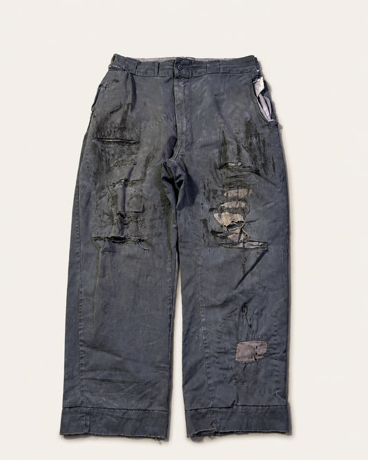 Vintage 1960s overdyed repaired trousers
