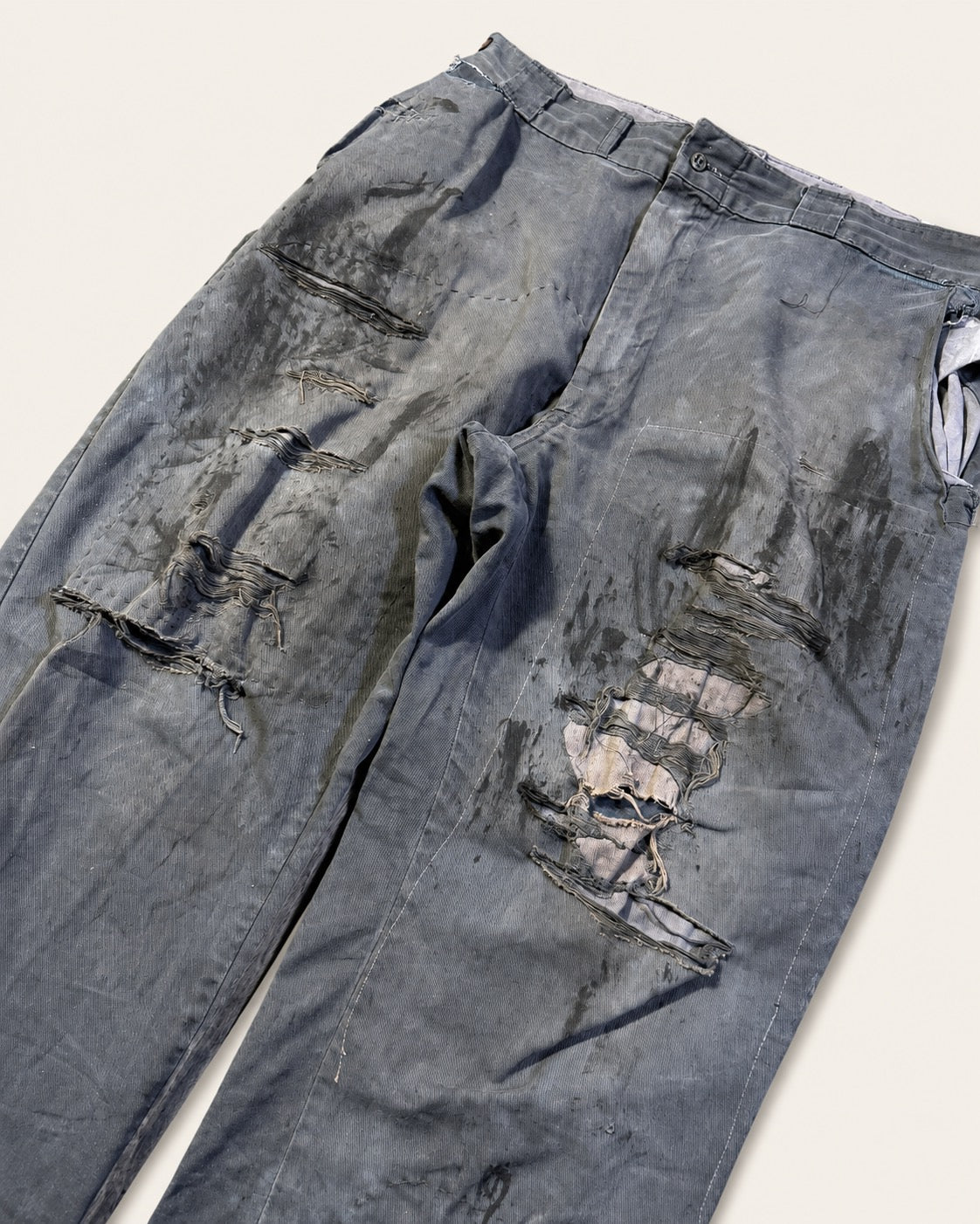 Vintage 1960s overdyed repaired trousers