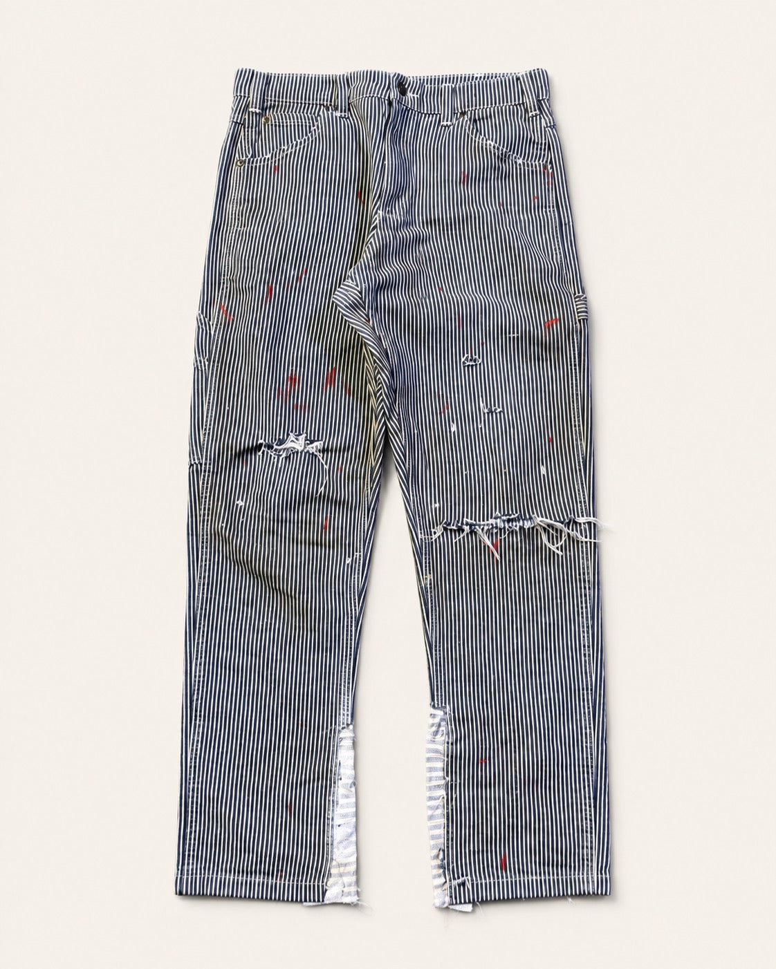 Vintage hickerystripe carpenter pant mud knees