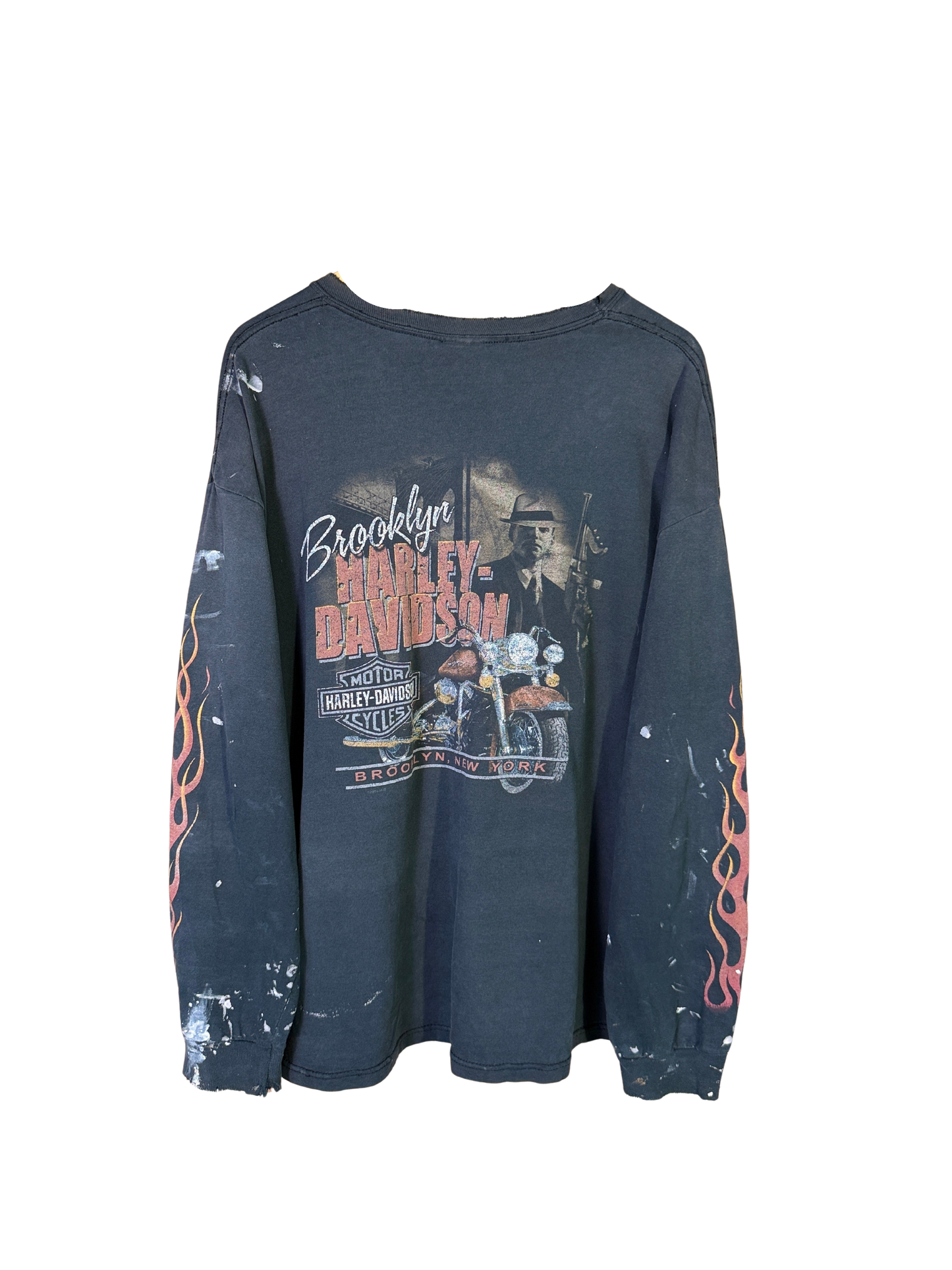Vintage 90s Orange flame Harley Davidson long sleeve