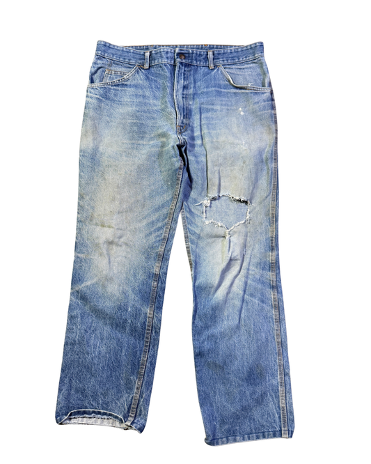 Vintage 70s straight mud wash denim