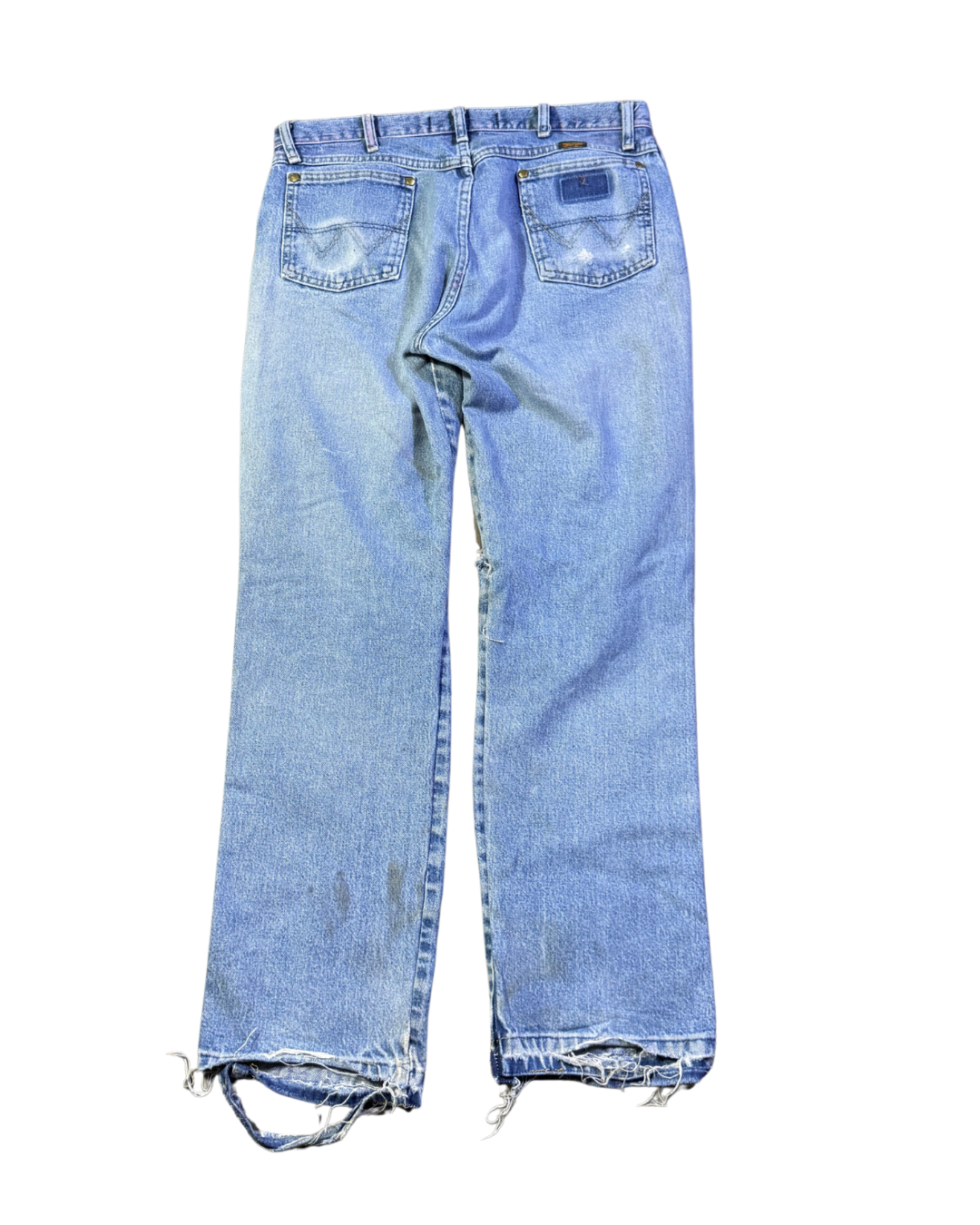 Vintage straight cut denim scabbed destroyed