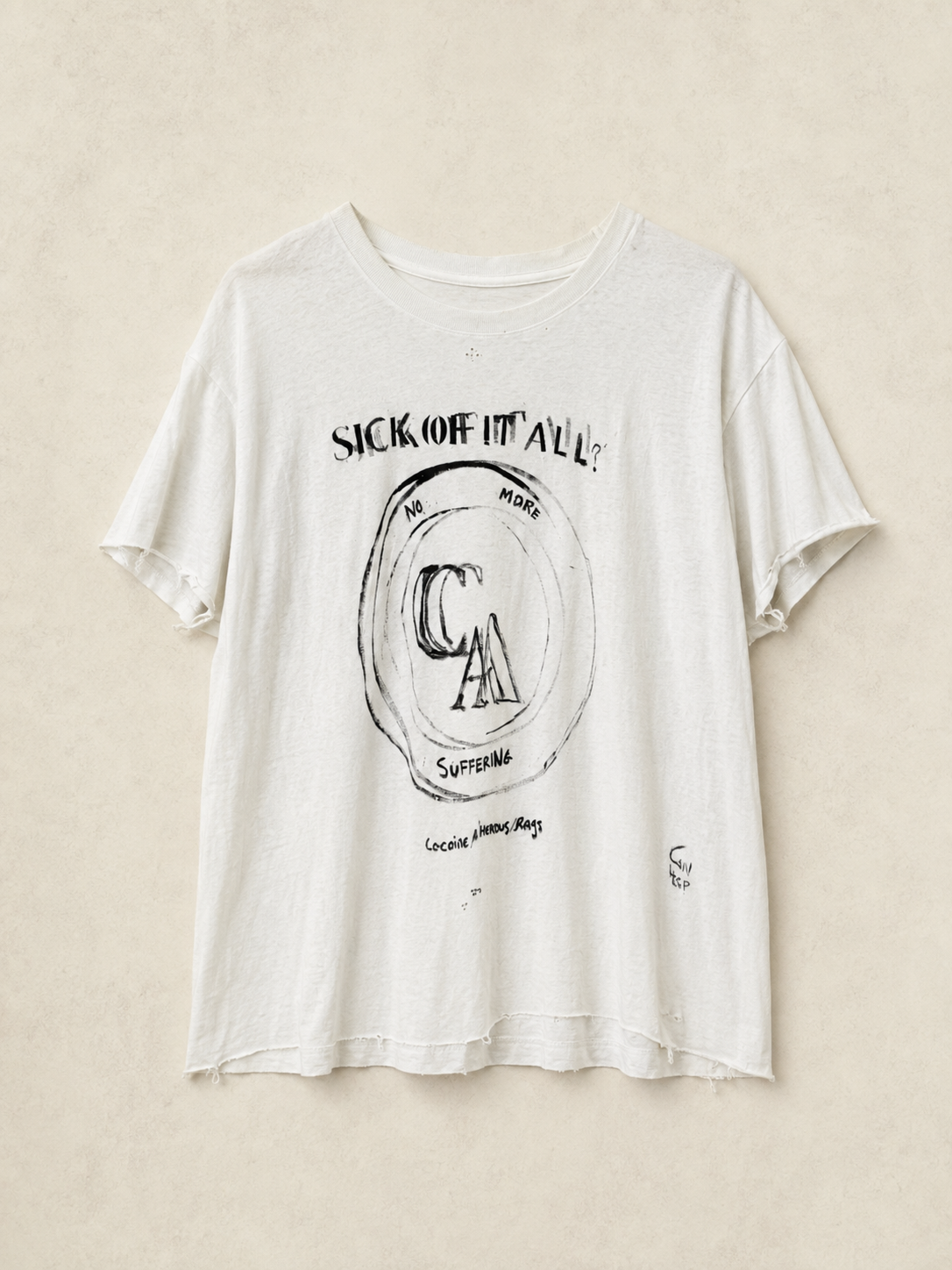 Vintage hand drawn sick of it all logo tee white