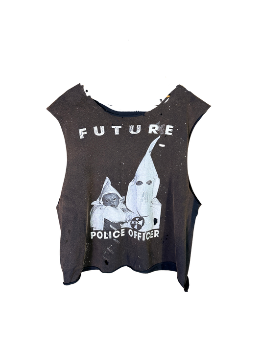 faded future police officer wide neck cut off