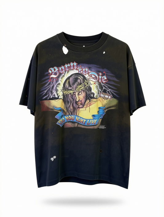 Vintage 90s Jesus born to die tee